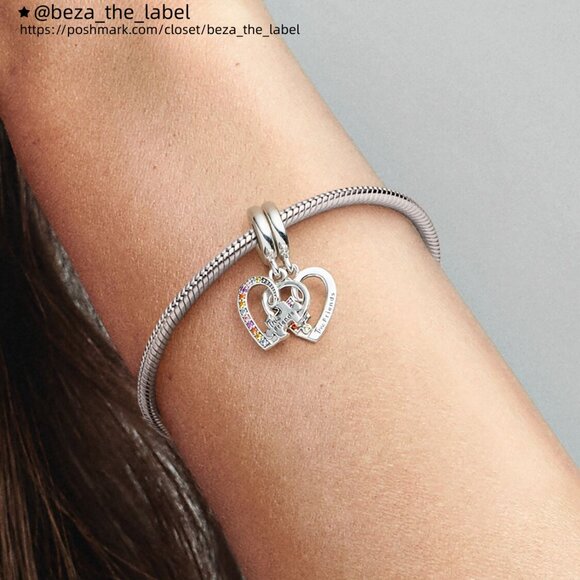 Pandora Puzzle Piece Hearts Splittable Friendship Dangle Charm - Picture 5 of 6